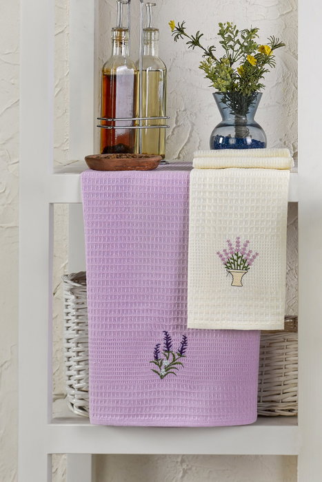 Mijölnir Juego de 6 paños de cocina bordados Lavender Multicolor